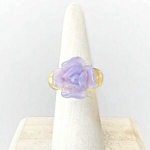 Chanel Purple Camellia Flower Ring 6.5